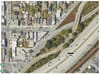 Aerial map of freeway ramps.